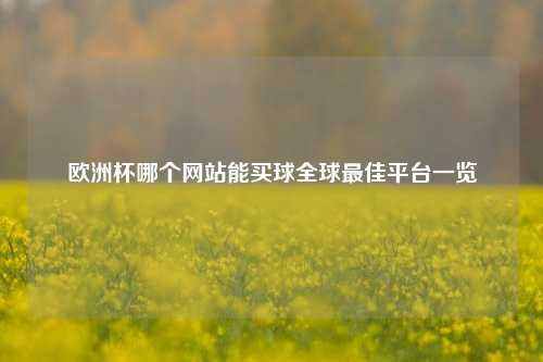 欧洲杯哪个网站能买球全球最佳平台一览